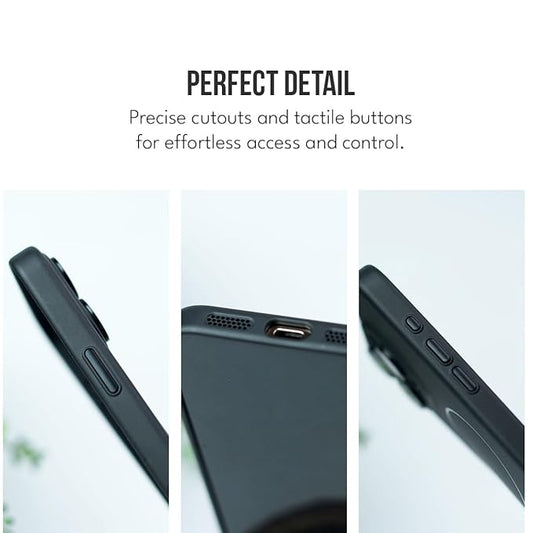 Back Cover Case for iPhone 14 Pro Shockproof Protective Smooth Fit Mag-Safe Lens Case for Men & Boys(Black)