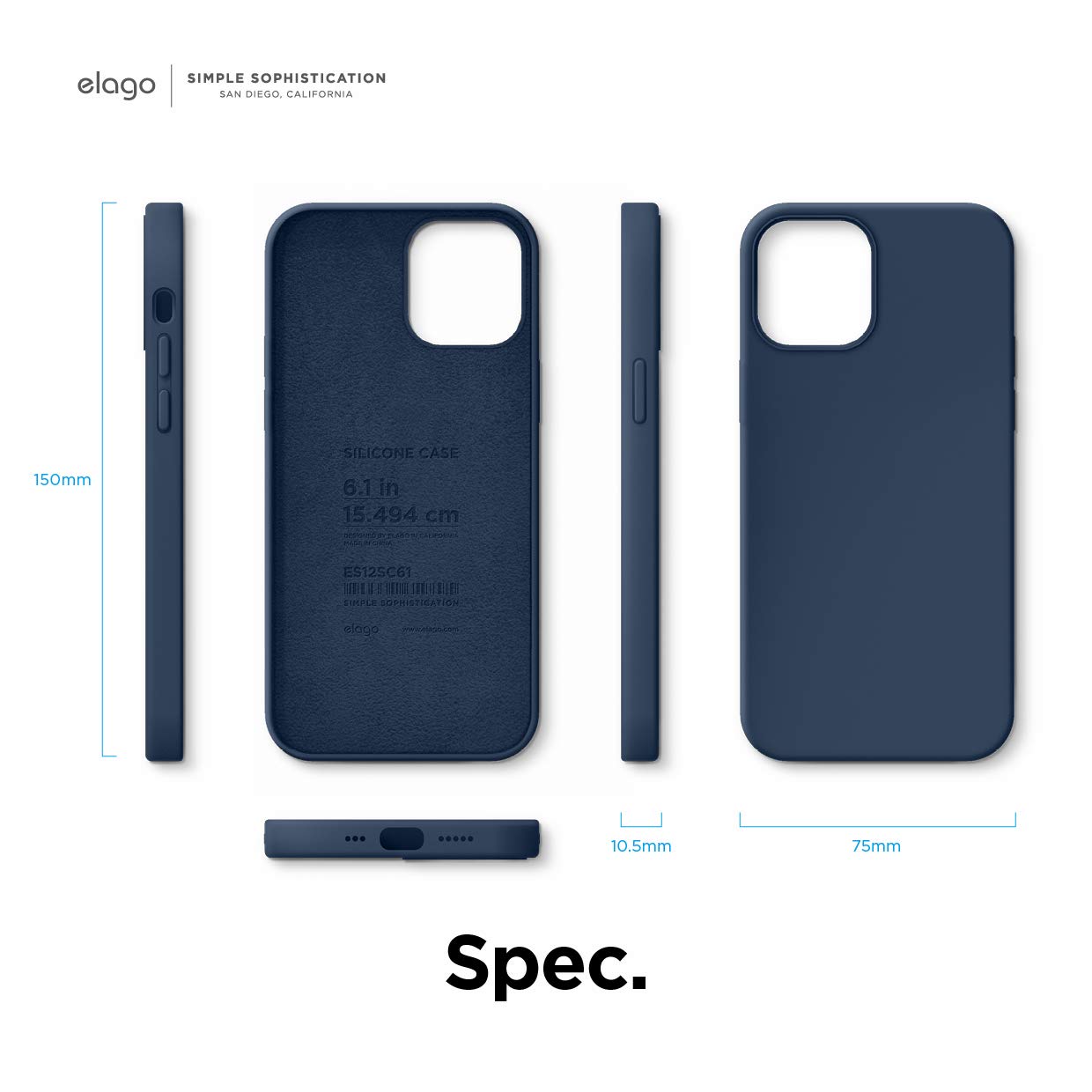Silicone Case Compatible For iPhone 12 Case and Compatible For iPhone 12 Pro Case - Full Body Protection (Screen & Camera Protection) (Jean Indigo)