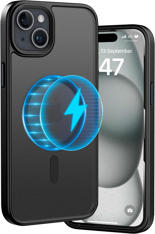 Back Cover Case Compatible with Mag-Safe Designed for iPhone 15 | Ultra Hybrid Camera Bump Protection, Black