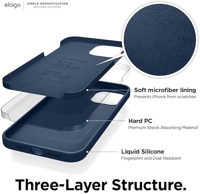 Silicone Case Compatible For iPhone 12 Case and Compatible For iPhone 12 Pro Case - Full Body Protection (Screen & Camera Protection) (Jean Indigo)
