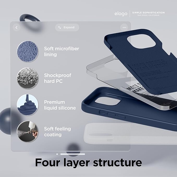 iPhone 15 Case, Liquid Silicone Case, Full Body Protective Cover, Shockproof, Slim Phone Case, Anti-Scratch Soft Microfiber Lining, 6.1 inch (Jean Indigo)