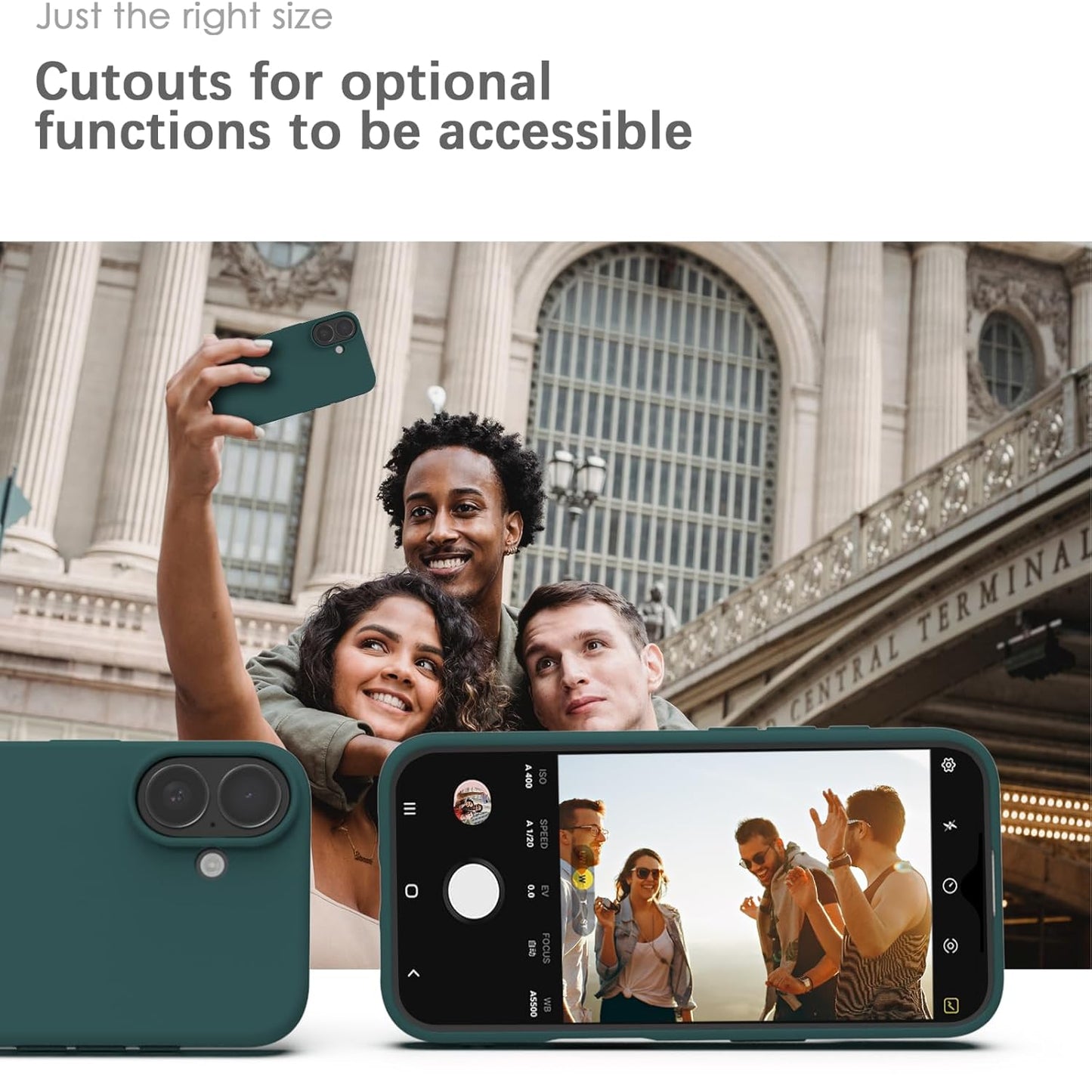 Silicone Back Case for iPhone 16, Soft-Touch Phone Back Cover for Apple iPhone 16 - Dark Green