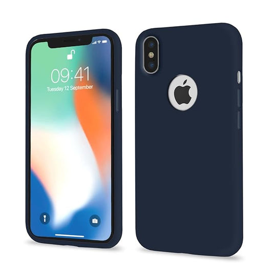 Back Cover | Full Camera Protection | Raised Edges | Super Soft Silicone | Bumper Case for iPhone X/Xs (Dark Blue)