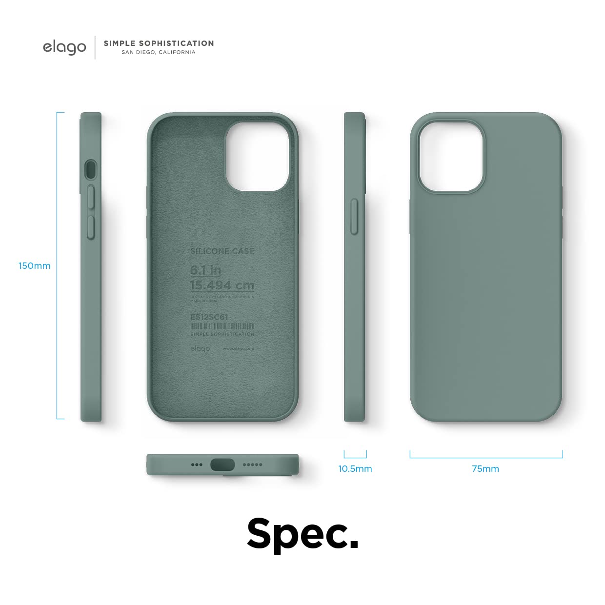 silicone Case Compatible with iPhone 12 Case and Compatible with iPhone 12 Pro Case - Full Body Protection (Screen & Camera Protection) (Midnight Green)