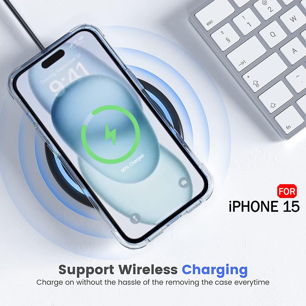 Hybrid Shockproof Back Cover Case for iPhone 15 | Camera Protection Bump | Hard Back Cover Case for iPhone 15 (PC & TPU, Crystal Clear Back, Transparent Sides)