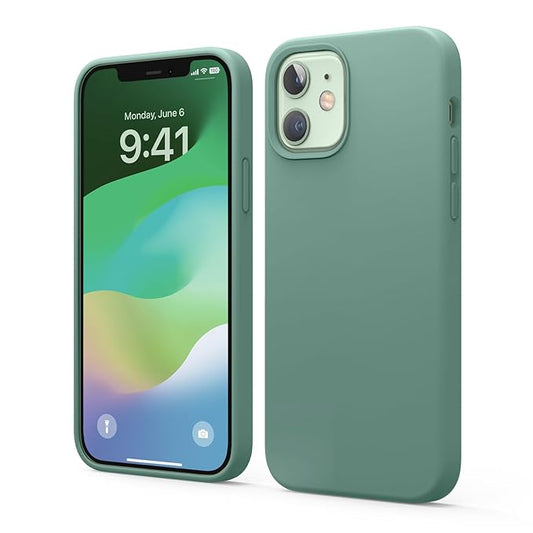 silicone Case Compatible with iPhone 12 Case and Compatible with iPhone 12 Pro Case - Full Body Protection (Screen & Camera Protection) (Midnight Green)