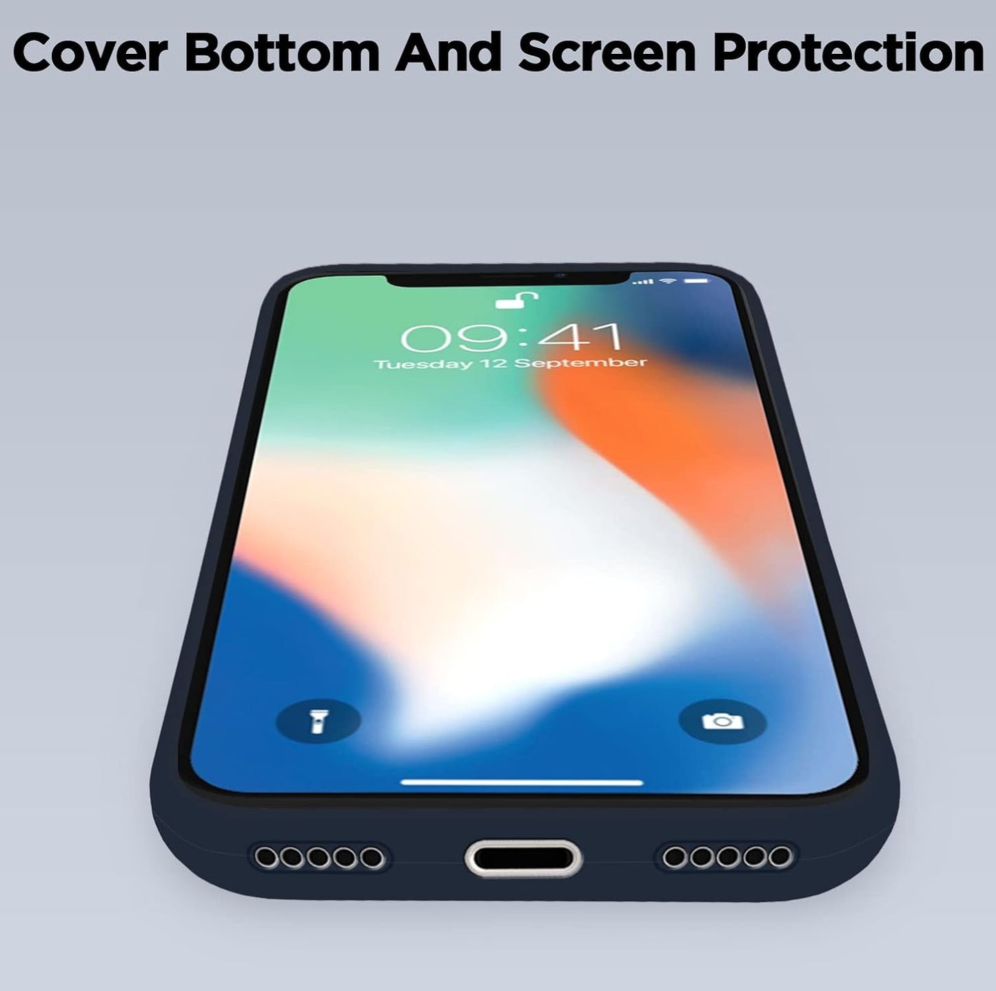 Back Cover | Full Camera Protection | Raised Edges | Super Soft Silicone | Bumper Case for iPhone X/Xs (Dark Blue)