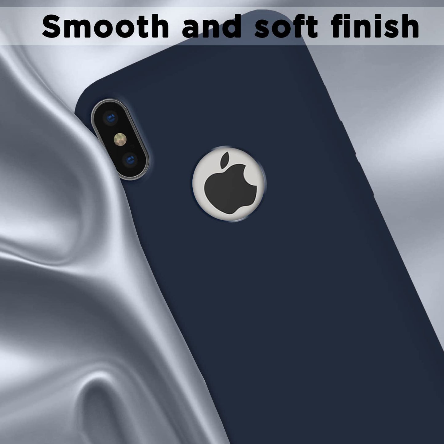 Back Cover | Full Camera Protection | Raised Edges | Super Soft Silicone | Bumper Case for iPhone X/Xs (Dark Blue)