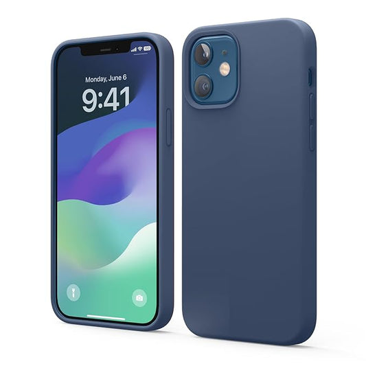 Silicone Case Compatible For iPhone 12 Case and Compatible For iPhone 12 Pro Case - Full Body Protection (Screen & Camera Protection) (Jean Indigo)