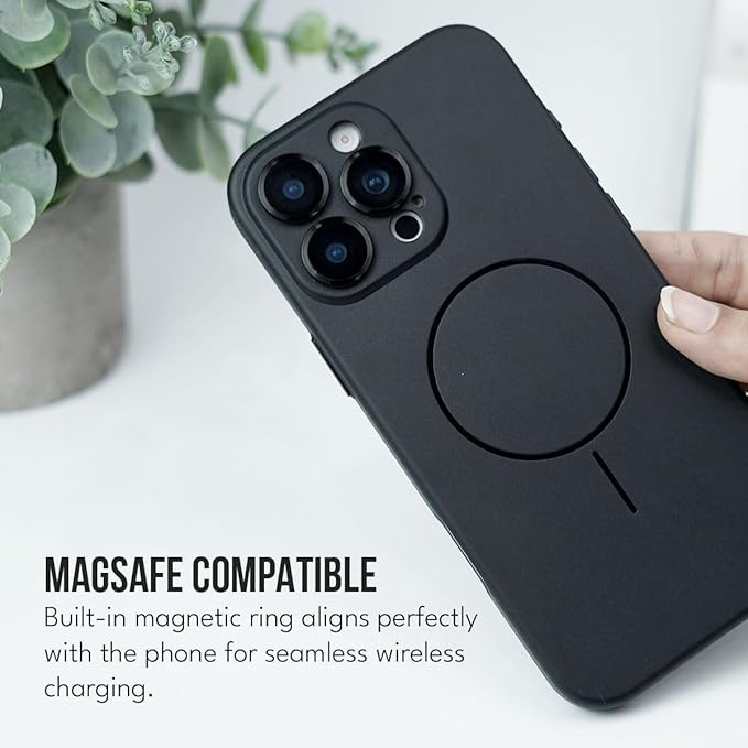 Back Cover Case for iPhone 14 Pro Shockproof Protective Smooth Fit Mag-Safe Lens Case for Men & Boys(Black)
