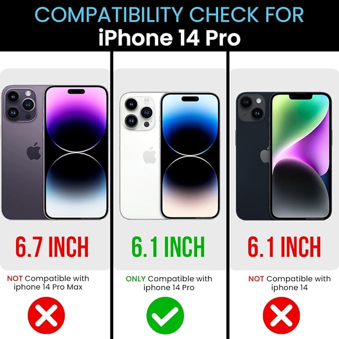 Back Cover Case for iPhone 14 Pro Shockproof Protective Smooth Fit Mag-Safe Lens Case for Men & Boys(Black)