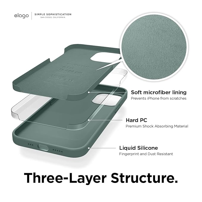 silicone Case Compatible with iPhone 12 Case and Compatible with iPhone 12 Pro Case - Full Body Protection (Screen & Camera Protection) (Midnight Green)