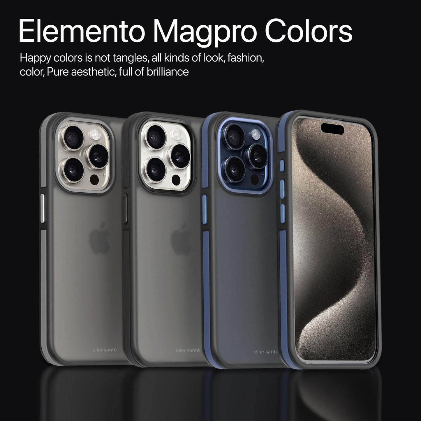 Back Cover Case for iPhone 15 Pro Metal Frame Camera Bump Shockproof Scratch Resistant Slim Thin Military-Grade Protection- Black