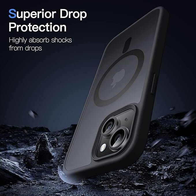 Back Cover Case Compatible with Mag-Safe Designed for iPhone 15 | Ultra Hybrid Camera Bump Protection, Black