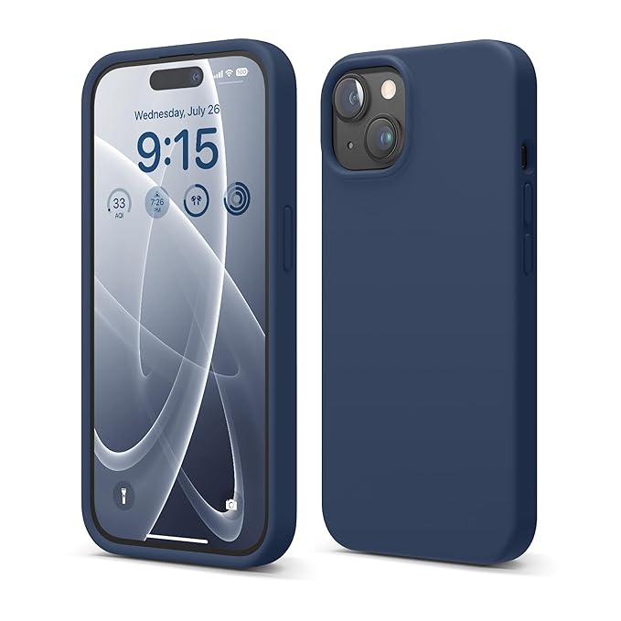 iPhone 15 Case, Liquid Silicone Case, Full Body Protective Cover, Shockproof, Slim Phone Case, Anti-Scratch Soft Microfiber Lining, 6.1 inch (Jean Indigo)