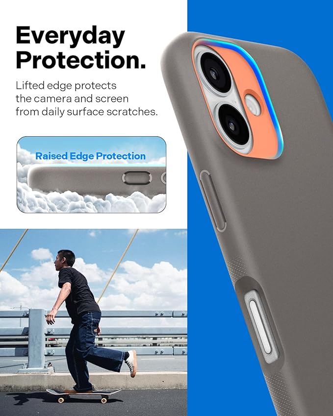 Phone 16 Case [Soft & Dust Free Material] Magnetic Military Grade Drop Protection Back Cover Case for iPhone 16 (TPU and PC | Papaya Gray)