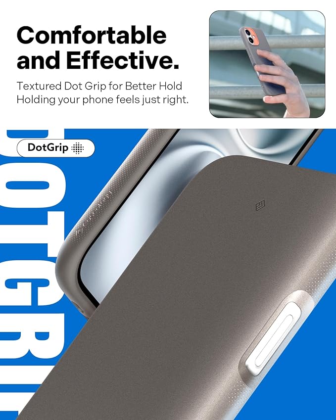 Phone 16 Case [Soft & Dust Free Material] Magnetic Military Grade Drop Protection Back Cover Case for iPhone 16 (TPU and PC | Papaya Gray)